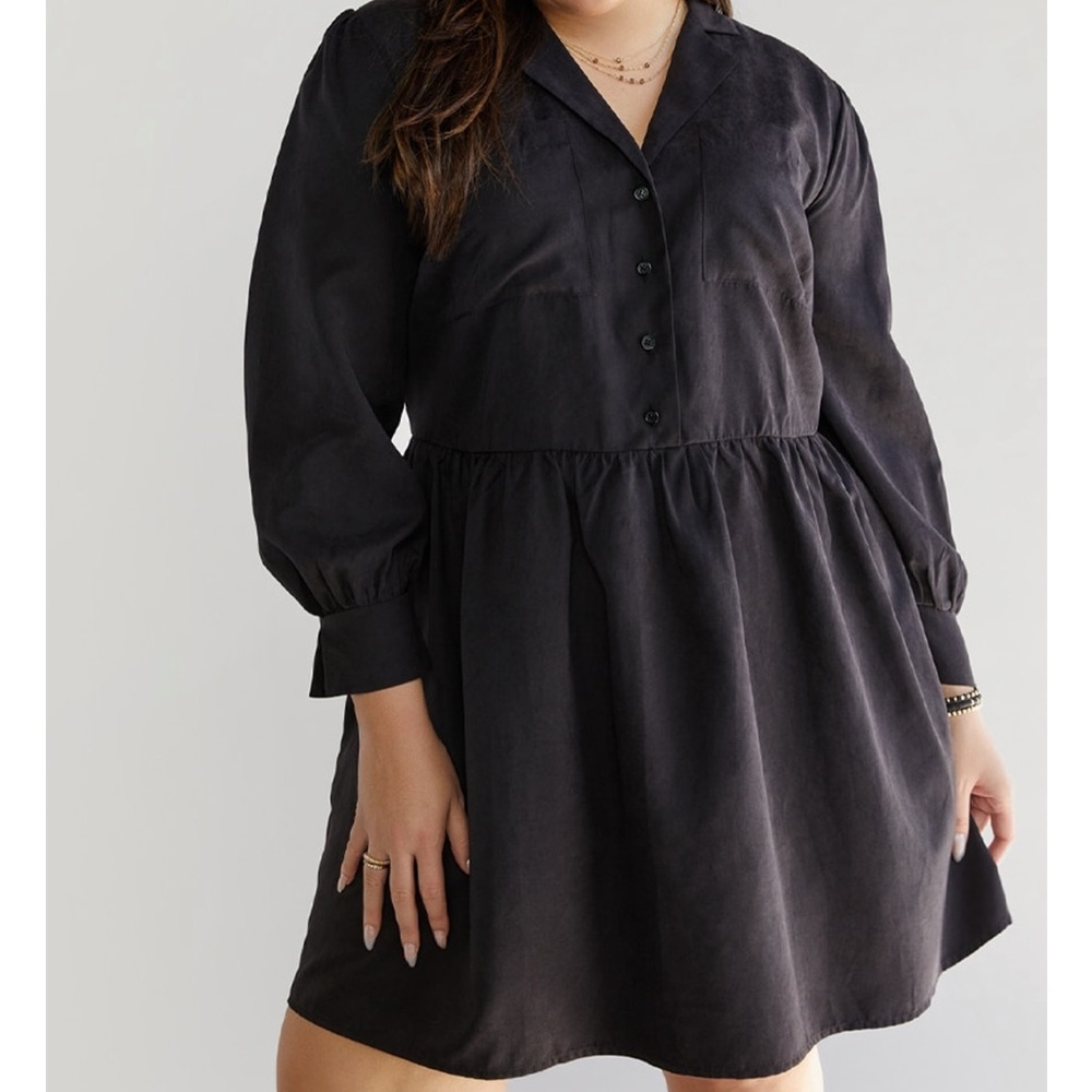 NWT Francesca's Plus Faux Suede Peplum Babydoll Winter Fall Mini Dress (size 1X)